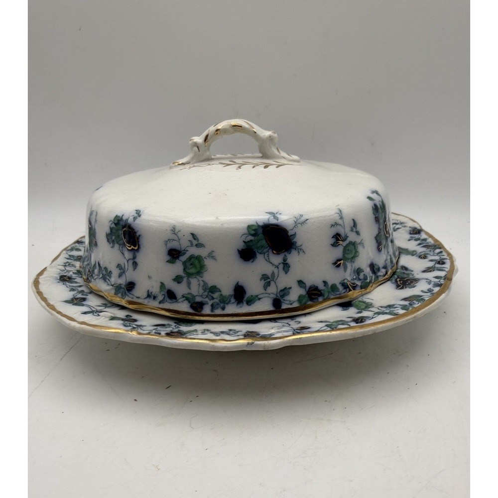 Antique Dunn Bennett Roserie Covered Butter Dish Imperial Semi China England